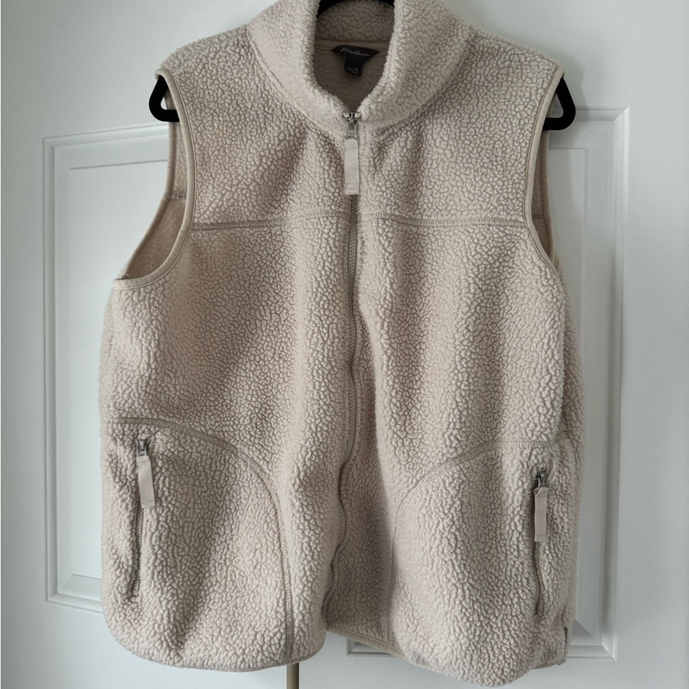 Eddie Bauer Cream Sherpa Zip Vest